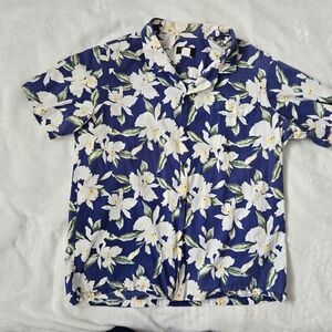Floral Men's Casual Button Down Shirt - Blue